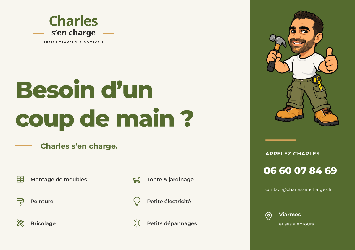 Proximité — Flyer A5. Besoin d’un coup de main ? Charles s’en charge. 